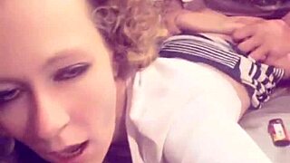 skinny blonde wife screams as hubby films her rough doggystyle creampie on snapchat