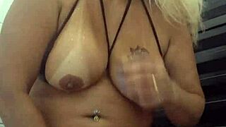 blonde heads to bathroom for sneaky masturbation fun
