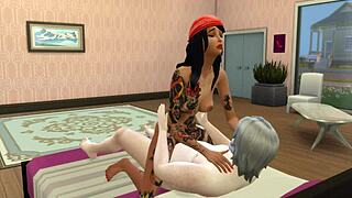 hot tattooed latina rides old man's cock cowgirl to creampie bliss