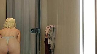 Public Try-On Haul: Transparent Latex Fetish Flashing Big Tits in Changing Room