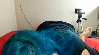 Naughty slut swallows cum then rides his cock