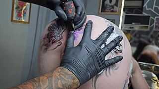 Tattooed beauty spreads huge ass for monster cock anal pounding start