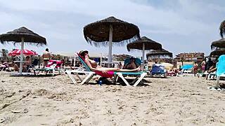 brunette with huge tits ravages beach boldly part 2