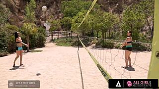 Siri gets oiled facesitting massage post-volleyball play