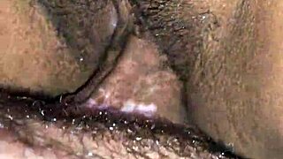 Latina Wife's Black Panties Soaked in Explosive Cumshot Blast