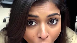 Indian office amateurs give deepthroat blowjobs and swallow cum at work