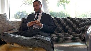 Long-Legged Aidra Fox Models Big Cock Blowjob on Sofa