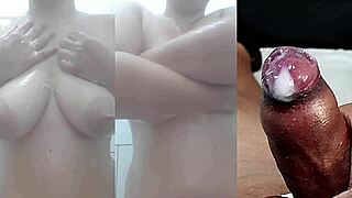 i caught girlfriend naked soaping shower body jerked off hard!