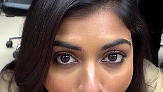 Indian office amateurs give deepthroat blowjobs and swallow cum at work