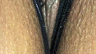 Latina Wife's Black Panties Soaked in Explosive Cumshot Blast