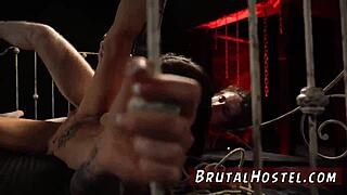 Blonde Dominates Bound Male Slave Punishing Hard