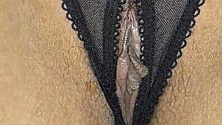 Latina Wife's Black Panties Soaked in Explosive Cumshot Blast