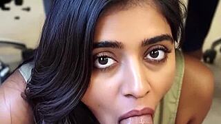 Indian office amateurs give deepthroat blowjobs and swallow cum at work