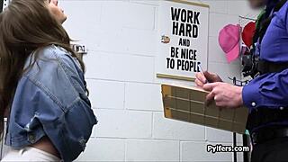 PAWG Brunette DEEPTHROATS Then Fucks Boss In Back Office