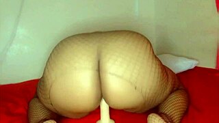 BBW Rides Dildo In Stockings Till Cum Gush
