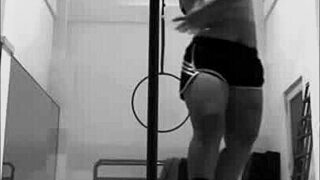 Pinay dances pole in heels aerial hoops striptease