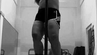 Pinay dances pole in heels aerial hoops striptease