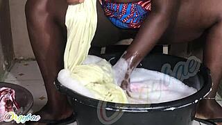 Housewife's Shaved Pussy Laundry Tease Weekend