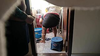 hey poonam like my flashing cock jerking right in your maid face?