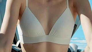 australian model struts barefoot in sexy lingerie and panties at sydney opera house close-up