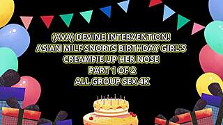 Ava devine asian milf snorts group creampie up nose after wild riding swallow session 4k