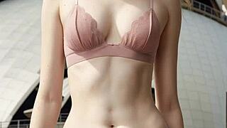 australian model struts barefoot in sexy lingerie and panties at sydney opera house close-up