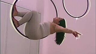 Pinay dances pole in heels aerial hoops striptease