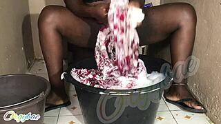 Housewife's Shaved Pussy Laundry Tease Weekend