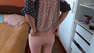 Mature wife flashes hairy pussy and big tits for voyeur cum masturbation show