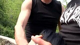 milf sneaks cock ride in public garden outdoors