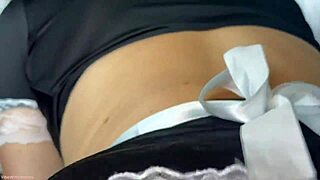 your vacation maid gives joi footjob in pantyhose on holiday