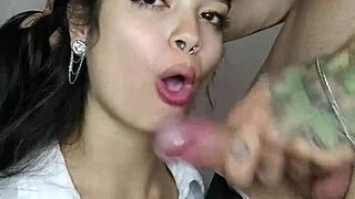 young brazilian brunette playfully sucks wellington prado's huge hairy cock deep