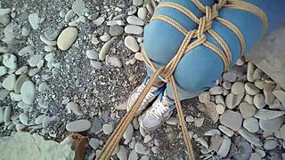 sofi goldfinger bound against sea reads book in intense pov bondage session