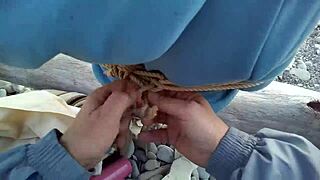 sofi goldfinger bound against sea reads book in intense pov bondage session