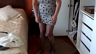 my voluptuous wife slips into erotic lingerie for her workday