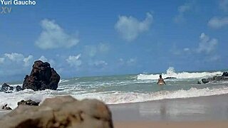 yuri gaucho wife flashes tits in public nudist beach