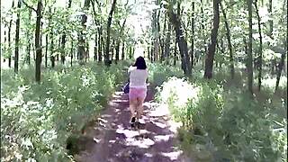 Who's ready for this sexy BBW flashing her fat tits and ass in public woods?