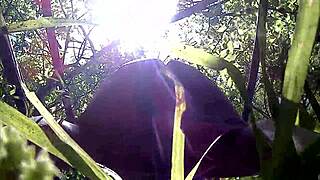 Who's ready for this sexy BBW flashing her fat tits and ass in public woods?