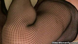 Nyloned Mature Slowly Strips To Naked Body