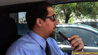 step dad juan can't resist sucking and licking lucy doll's perky nipples hungrily