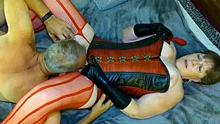 Steampunk Granny Fingers Pussy to Cunnilingus Orgasms