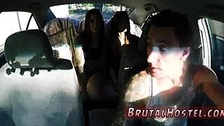 excited young bound for triple anal gangbang rough outdoor domination frenzy