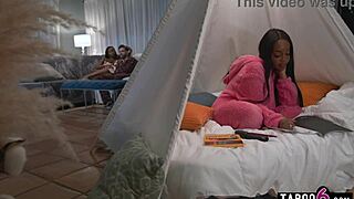 Black Beauty with Huge Tits Seduces Lover for Intense Taboo Bedroom Fuck