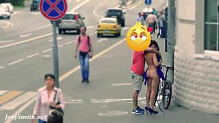 jeny can't hide as cam catches her stripped nude on street