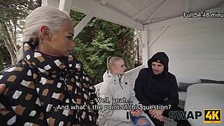 kinky couple swaps wife for young babe's feet massage turning into wild fuck while cuck watches