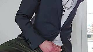 Military guy strokes in sneakers craving solo horny release