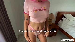 Slutty Russian Teen's Messy Deepthroat Facial in Provocative Outfit