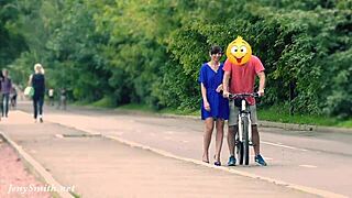 jeny can't hide as cam catches her stripped nude on street