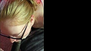 hot redhead glasses slut gags on massive bbc deepthroat worship pt2