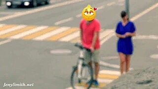 jeny can't hide as cam catches her stripped nude on street